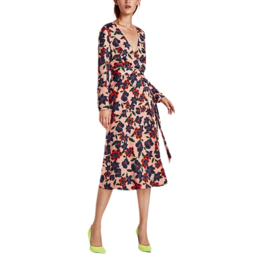 ZARA Trafaluc Collection Wrap Midi Dress Floral Size Small